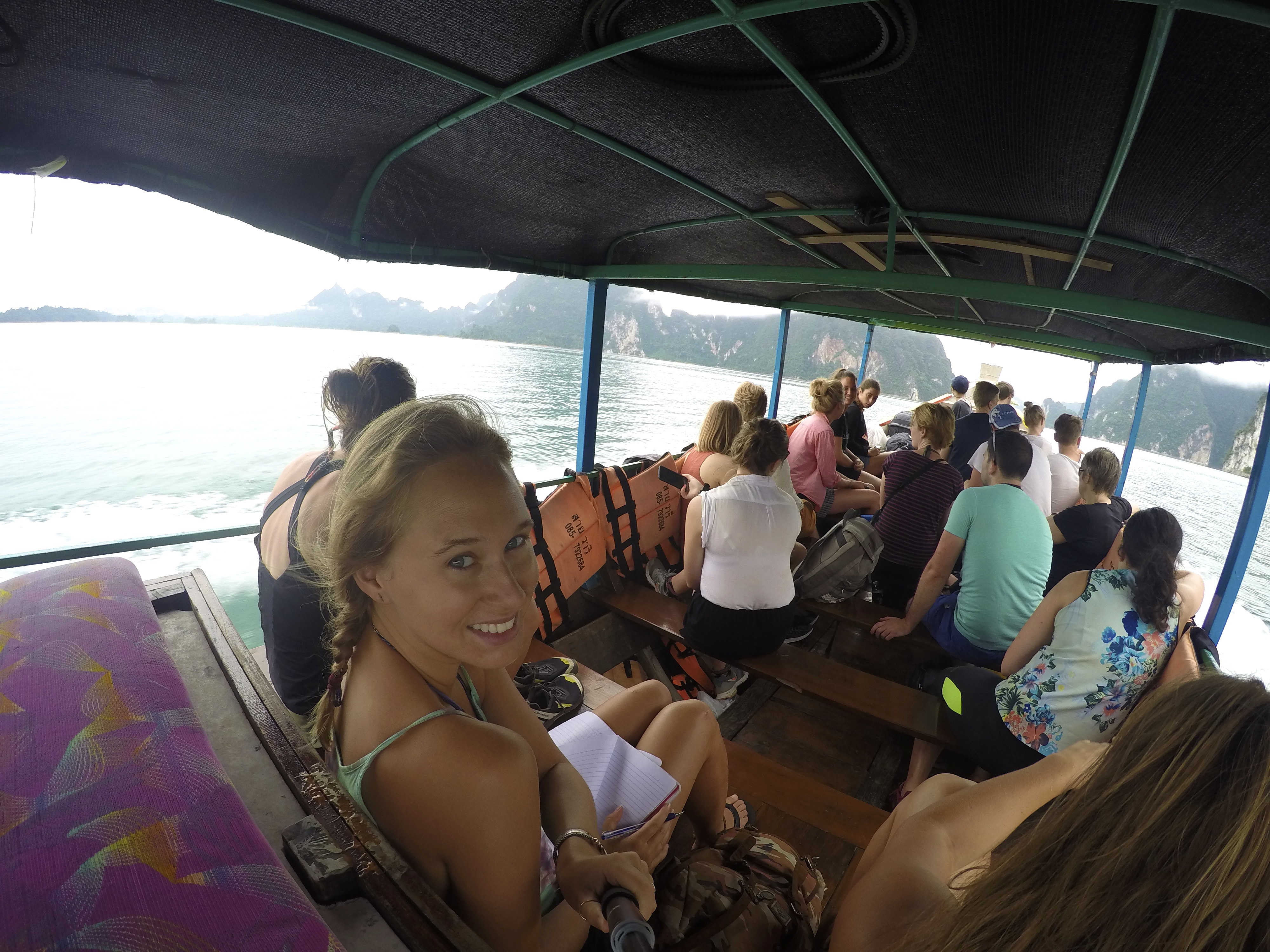 Cruising along in our Traditional Thai long tail boat.