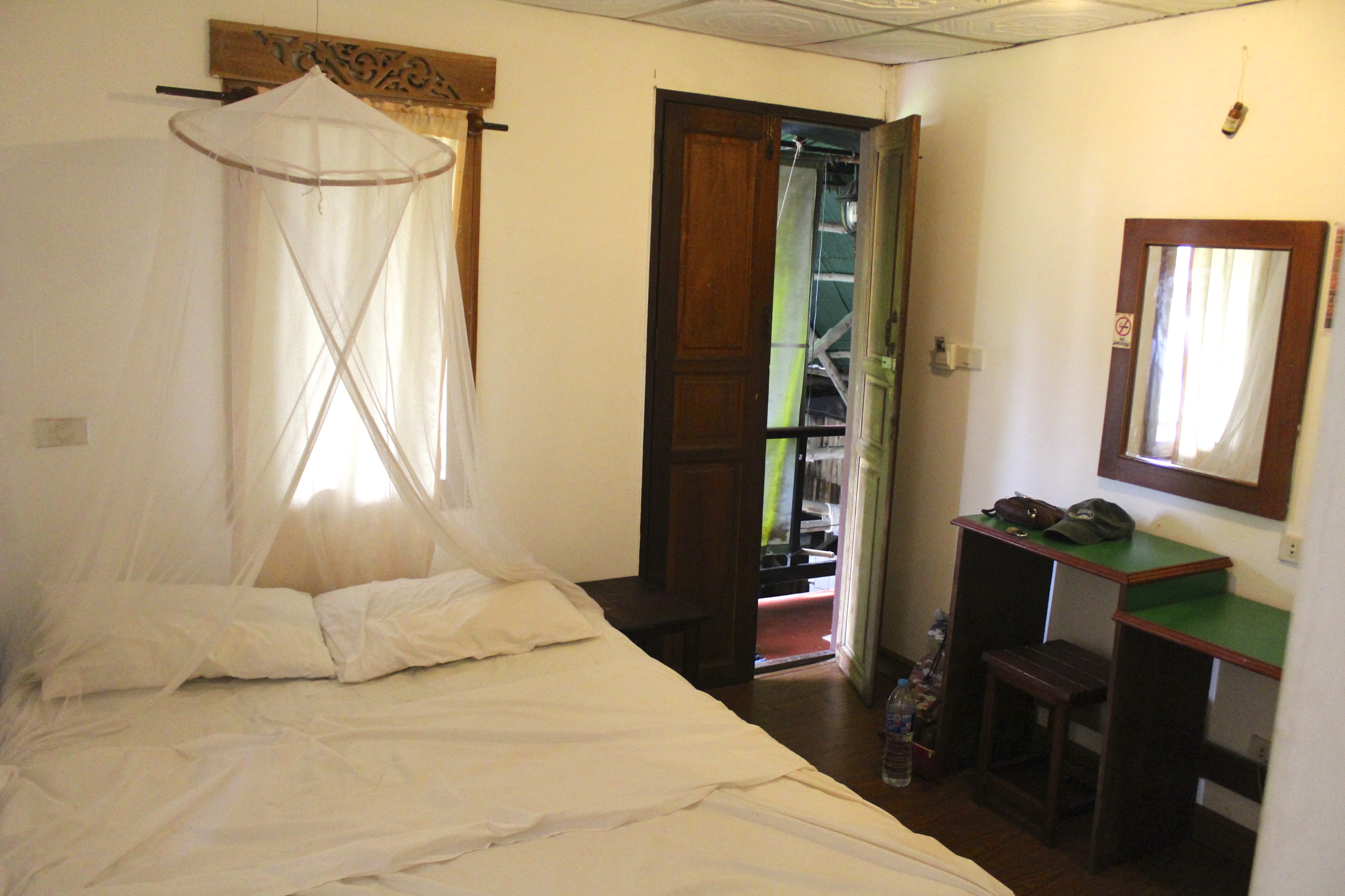 Simple, spacious private room with nice bathroom at Tropical Garden Bungalows.