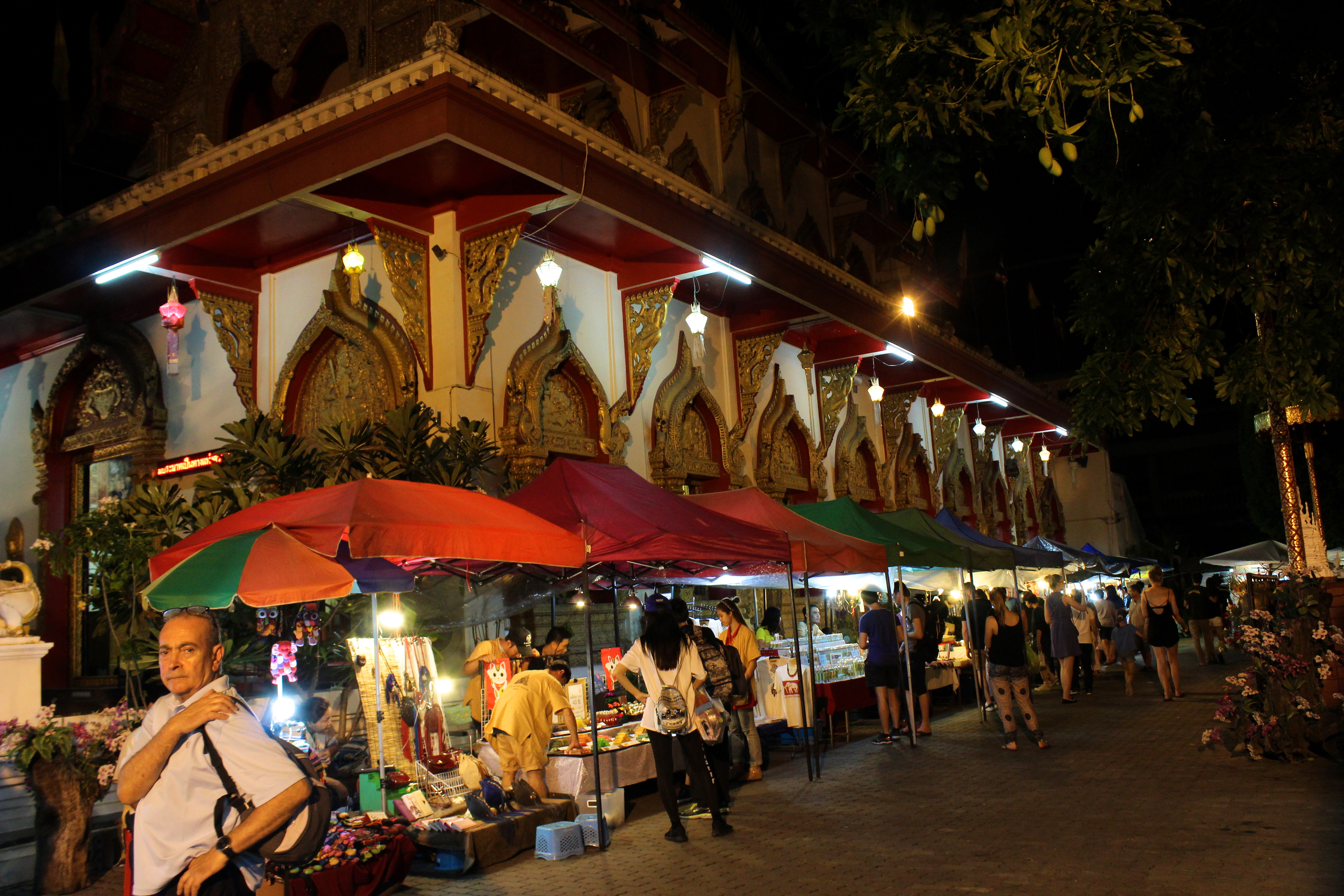 A few stalls of the Sunday Night Market.