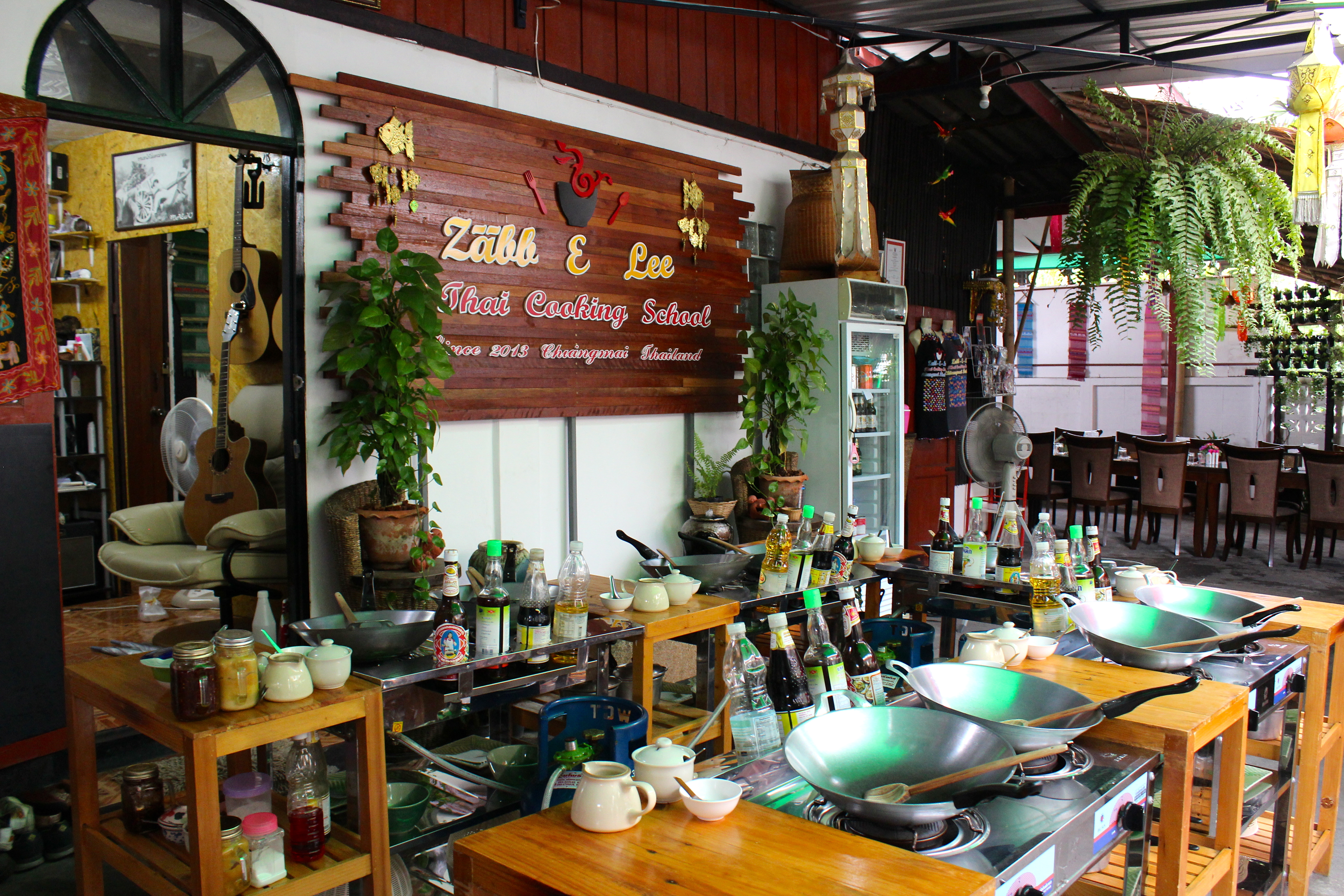 Getting ready to cook at Zabb E Lee Cooking School!