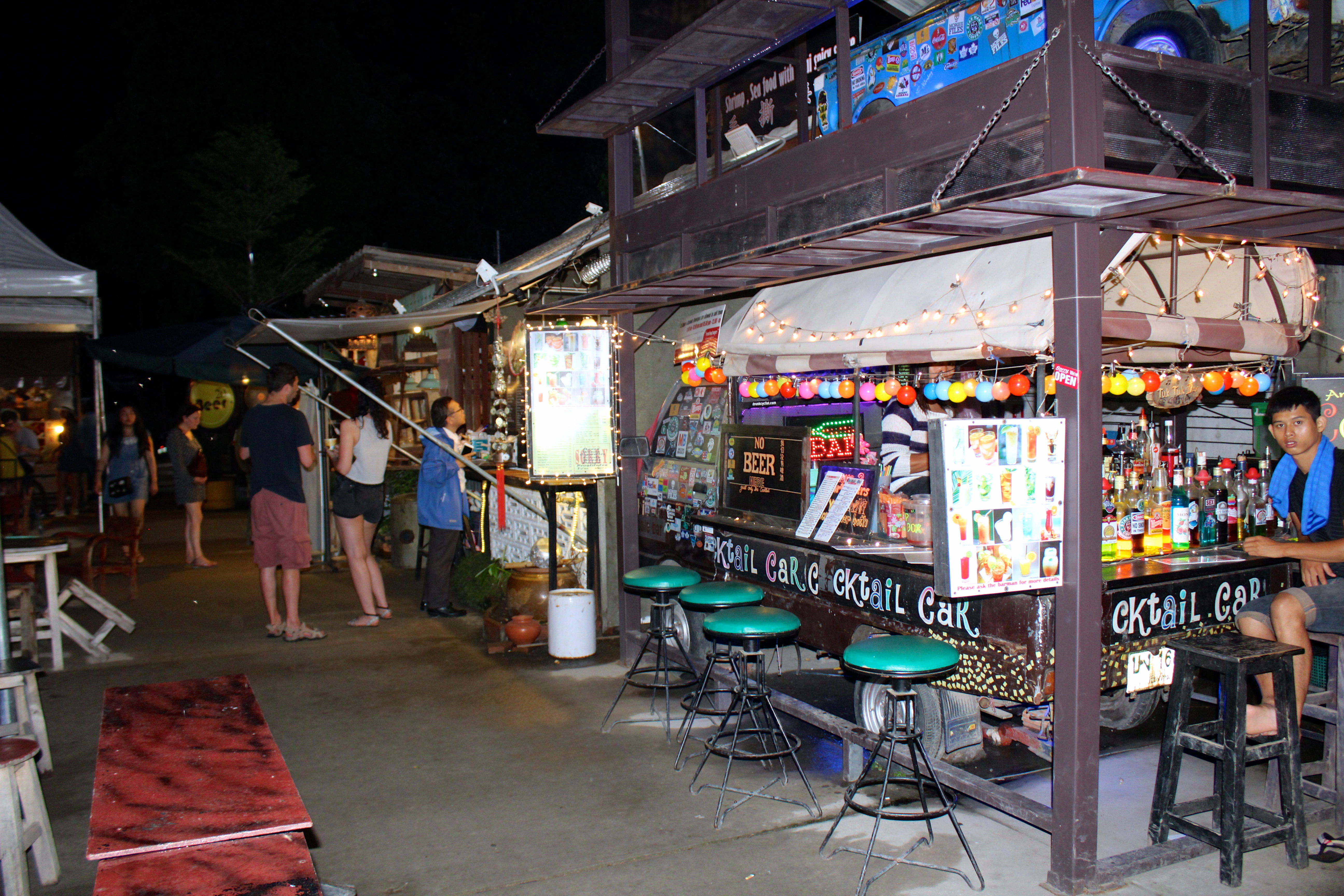 A trendy food stall at the Ploen Ruedee Night Market & International Food Park.