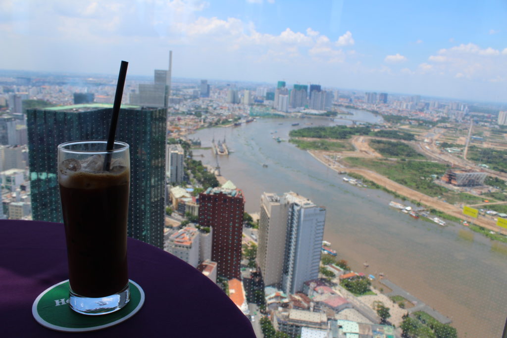 Enjoyed a vietnamese iced coffee and a view of Saigon from the 51st floor of the Bitexco Financial Tower.