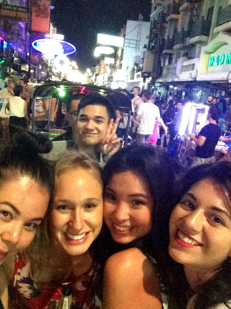 My Bangkok travel buds and I enjoying the craziness of Khao San Road!