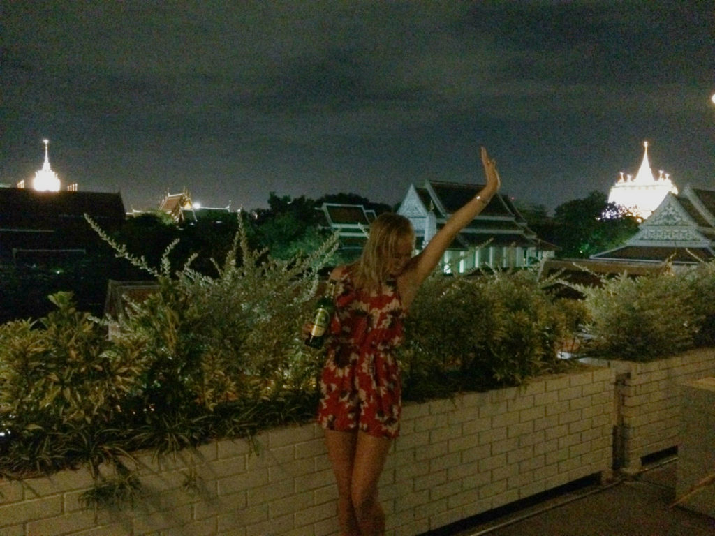 Celebrating my last night in Bangkok on the glorious Roofdeck of Once Again Hostel.