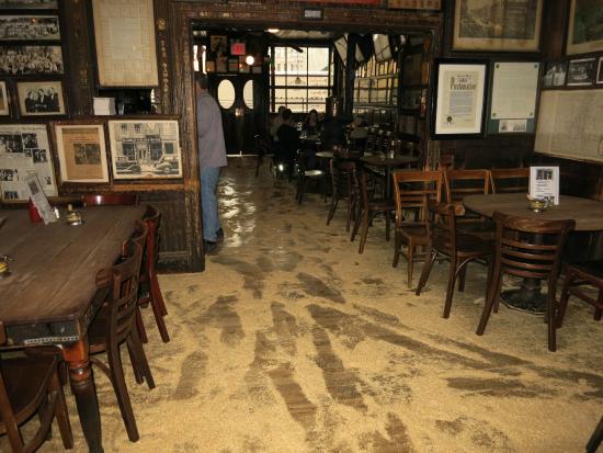 The good ol' sawdust floors will mop up any spilt beer at McSorley's Old Ale House!