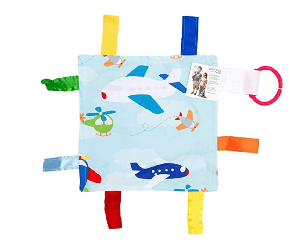 Travel Inspired Baby Gifts Perfect for Baby Showers, wanderluluu, travel gifts for kids, airplane travel teething square