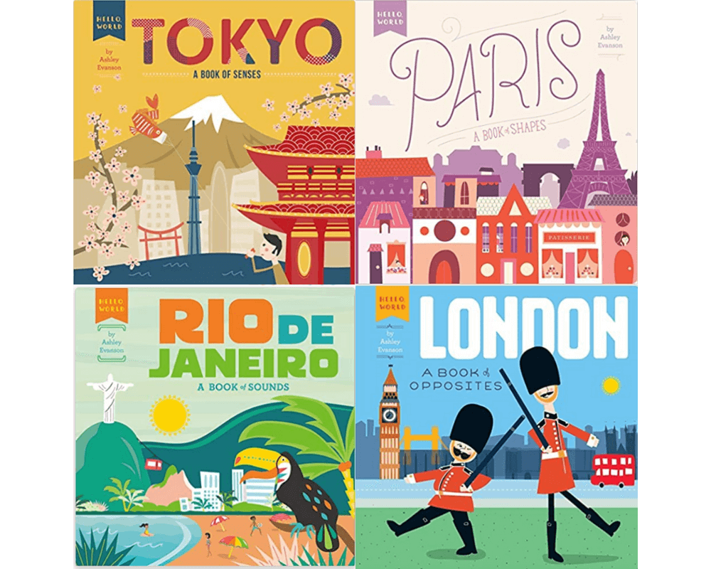 Travel Inspired Baby Gifts Perfect for Baby Showers, hello world books, wanderluluu, travel gifts for kids