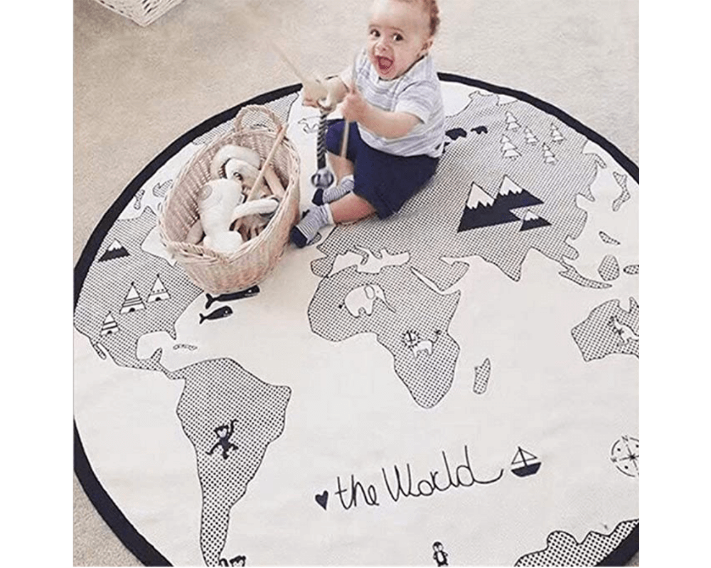 Travel Inspired Baby Gifts Perfect for Baby Showers, wanderluluu, travel gifts for kids, World map kids activity rug